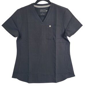 NWT Fabletics Women's V-Neck Scrub Top Black Medical Workwear Size S